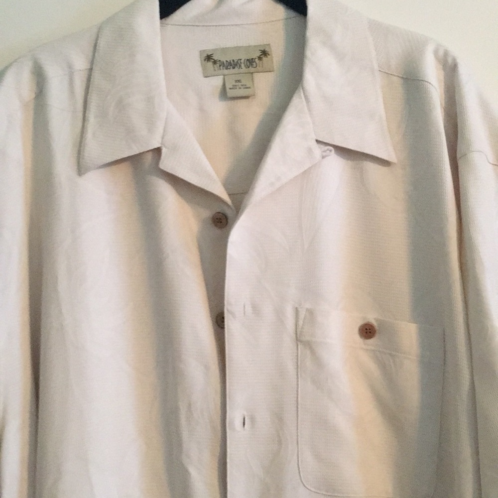 Cream silk button down casual shirt